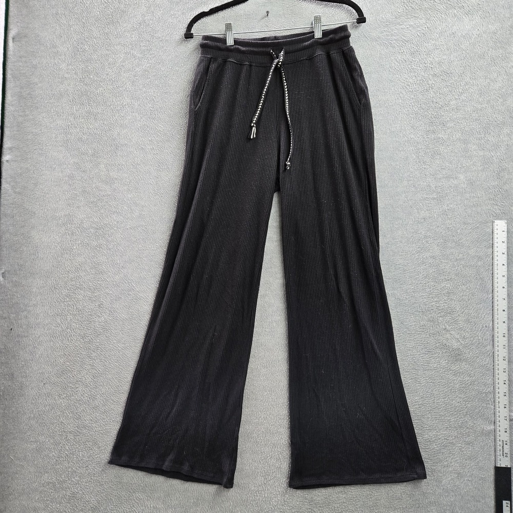 Faherty Women Pants S Black Sweatpants Wide-Leg Roscoe Ribbed Lounge‎ Peru